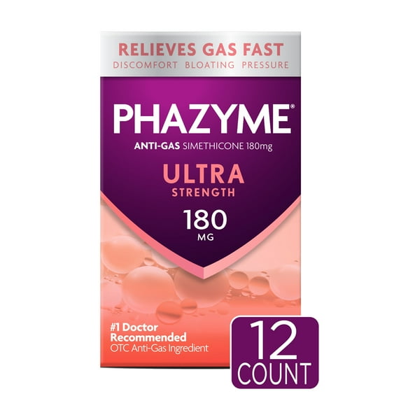 Phazyme Ultra Strength Gas & Bloating Relief, Works in Minutes, 12 Fast Gels