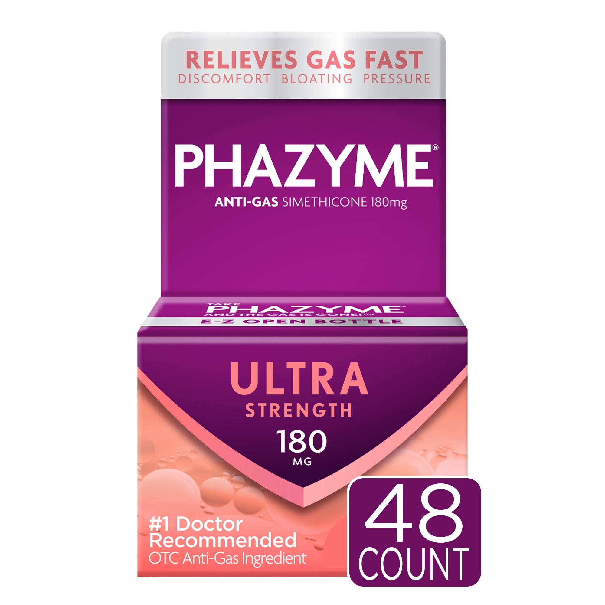 Phazyme Ultra Strength Gas & Bloating Relief, Works in Minutes, 48 Fast