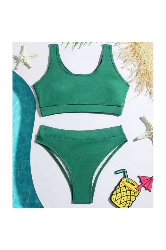 4/July Girls Bikinis Girls Bathing Suit Girl's 2 Piece Swimsuit Bathing Suit High Waist Bikini Sets with Cover Up Toddler Swimsuit Girl