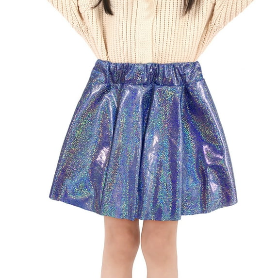 4/July Girls Dresses Size 12-14 Kids Holiday Party Colour Blocking Tutu Carnival Dance Performance Skirt Poncho Cheerleader Sequin Pleated Skirt