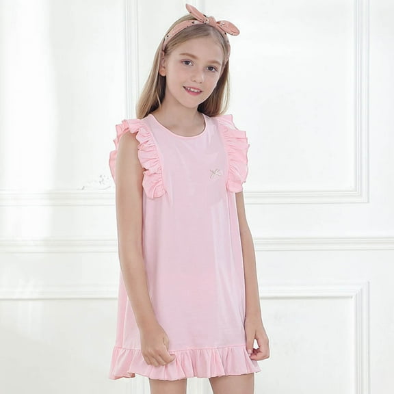 Phcqqok 4/July Girls Dresses Size 12-14 Party Dress Toddler Girls Sleeveless Solid Dress Dance Party Dresses Clothes