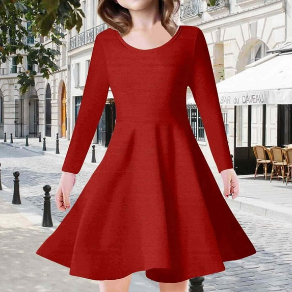 4/July Girls Holiday Dress Summer Western Style Long Sleeved Small Floral Shawl Princess Style Girls' Dress