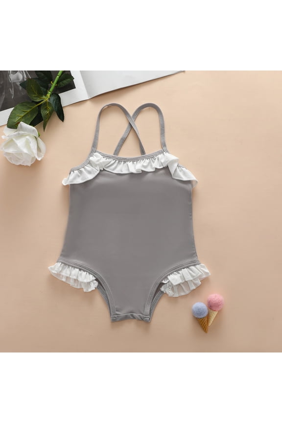 Fourth of July Girls Swim Shorts Girl Swimsuits Toddler Summer Sleeveless Girls Fashion Ruffles Swimwear Swimsuit Bikini for Children Clothes Toddler Swimsuit Girl