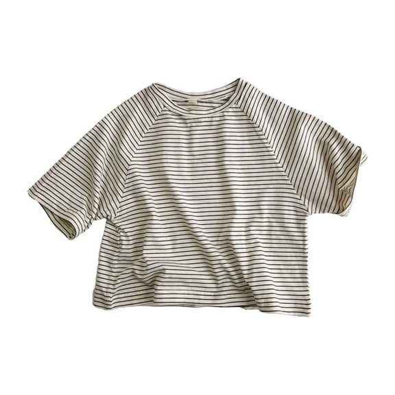 Phcqqok Fourth of July Shirt Girls Striped Raglan Tee Casual Short Sleeve Round Neck Toddler Top Comfortable Soft Blend Daily Wear Spring Summer Outfit 4-5 Years