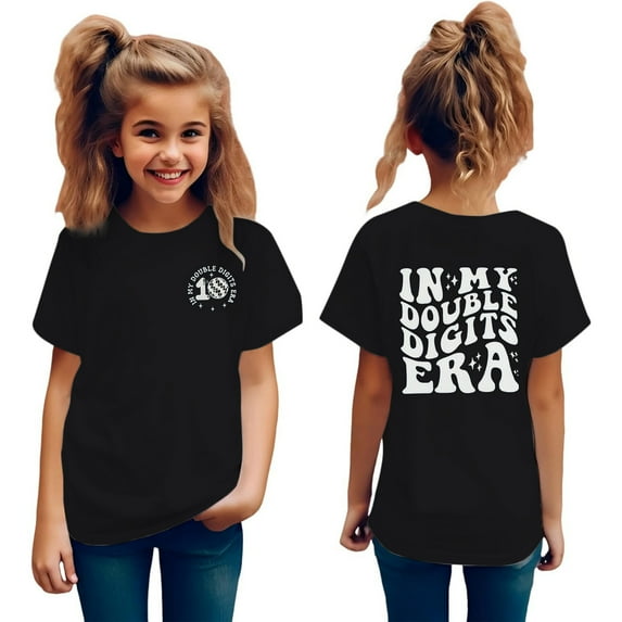 Phcqqok Fourth of July Shirt 10Th Birthday Shirt for Girls Double Digits Celebration Cute Kids Tee Party Top Year Old Ten Outfit 130
