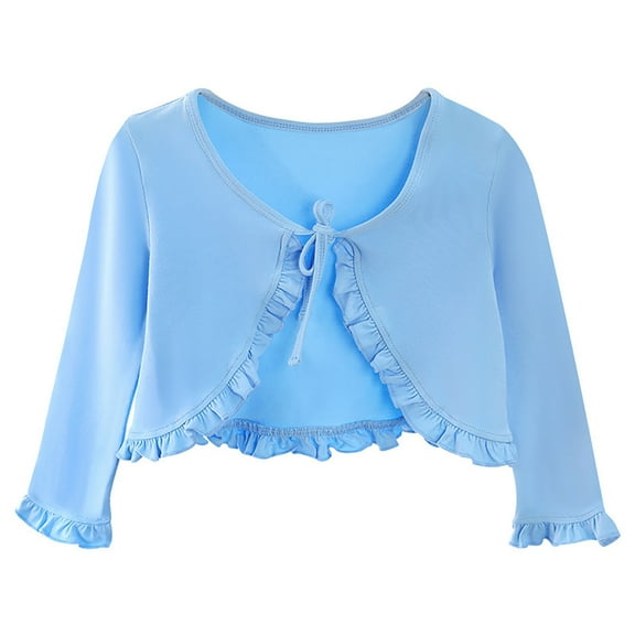 Phcqqok Fourth of July Shirt Girls Long Sleeve Ballet Wrap Top Pure Color Dance Cardigan Lace Tie Casual Layering Shirt for Kids 3-12 Years 6-7 Years