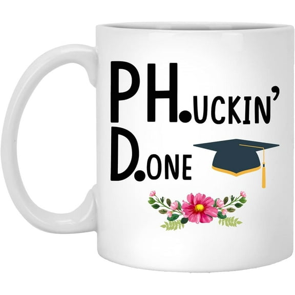 Phd Graduation Gift Done Phd Gift Idea Black Mug For Women And Men Doctor Graduate Scientist Grad Student 11oz, White