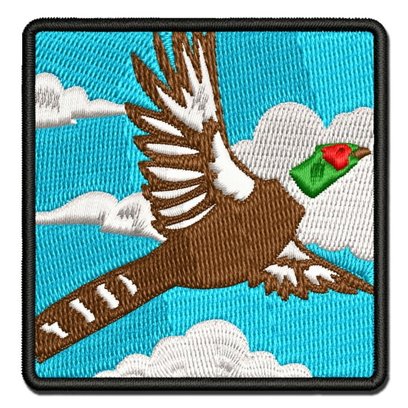 Pheasant Flying Applique Multi-Color Embroidered Hook & Loop Patch - 3 Inch Medium