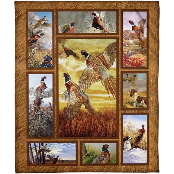 Pheasant Hunting Blanket, Camo Hunting Blanket for Sofa, Bed, Outdoor, 50x60in Fleece Blanket