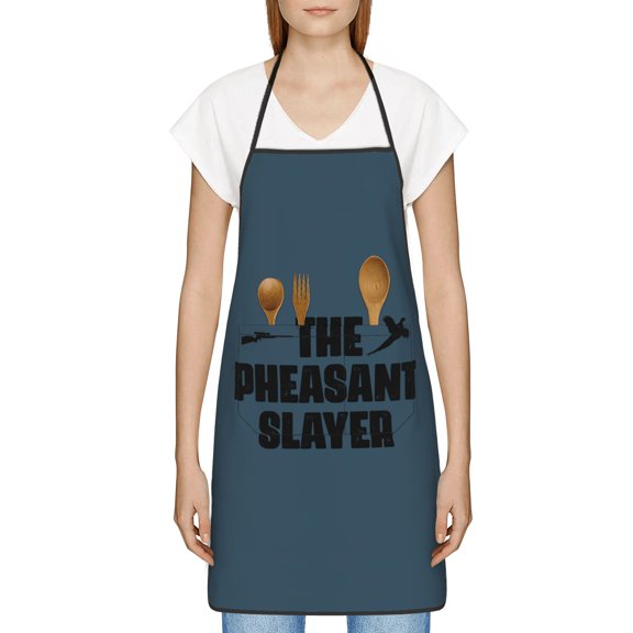 The Pheasant Slayer Apron, Inspirational Gifts for Men Women, Funny Apron, Chef Bib with Pockets, Waterproof Work Apron for BBQ Kitchen Crafting Gardening
