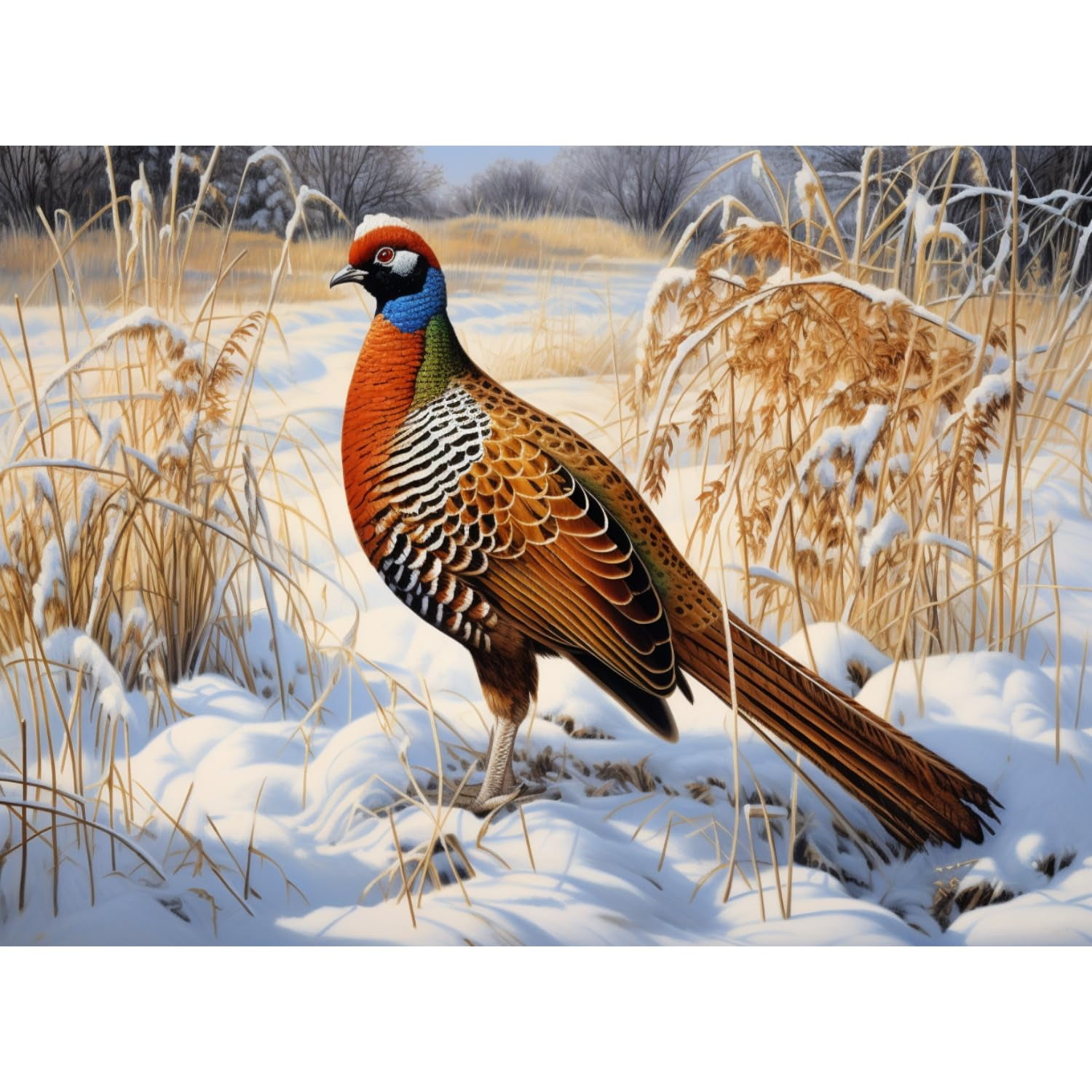 Pheasant Stand on Snow DIY 5D Diamond Art Painting by Number Kits for ...