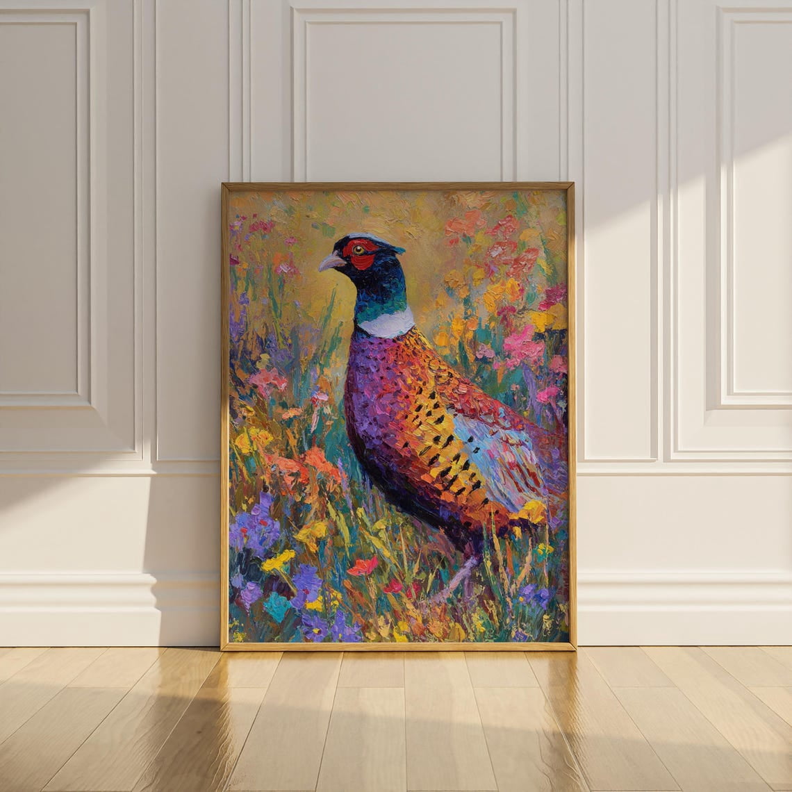 Pheasant Wildflower Hunting Vintage Floral Farmhouse Hunter Wall Art ...