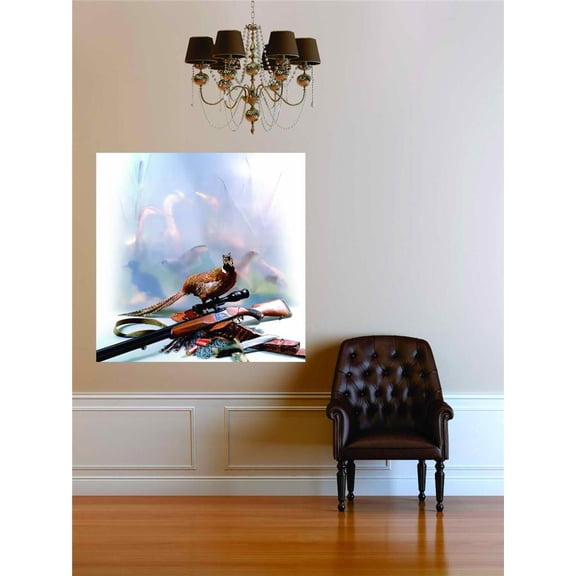 Pheasant With A Gun - Hunting Pheasant - Picture Art - Peel & Stick Vinyl Wall Decal Sticker 12x12 -" - As Seen - Deer 101