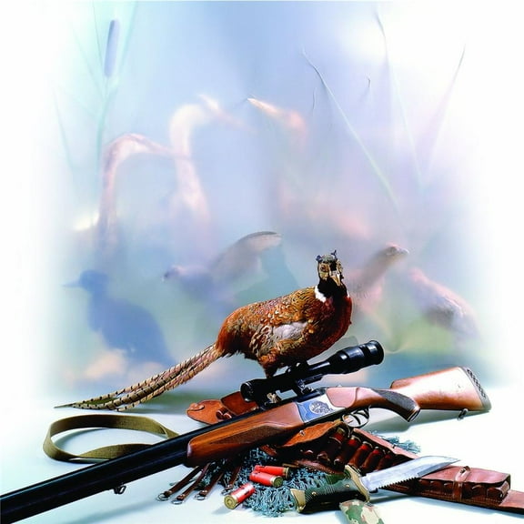 Pheasant With A Gun - Hunting Pheasant - Picture Art - Peel & Stick Vinyl Wall Decal Sticker 22x22 Inches