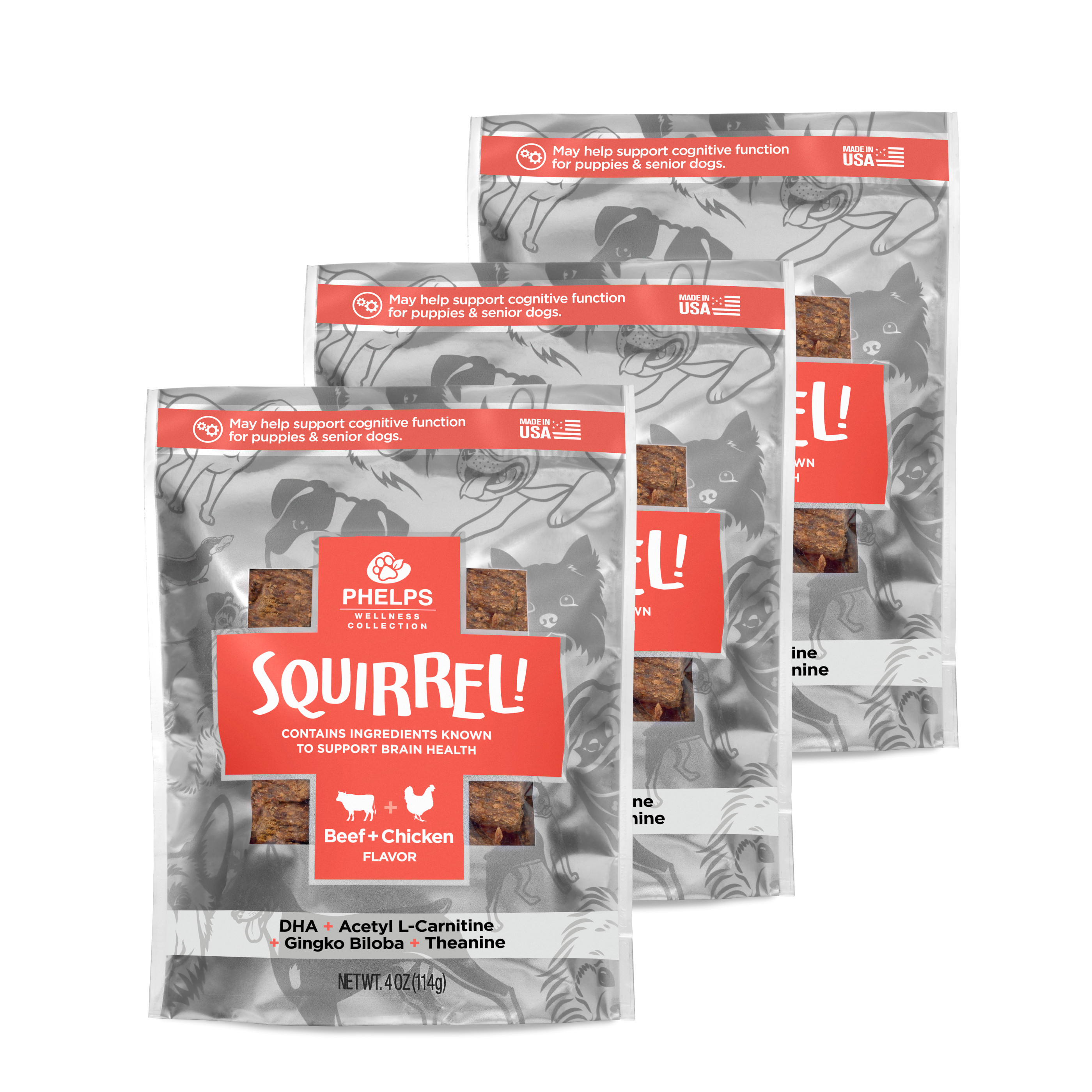 Phelps Pet Chicken & Beef Flavor Soft Treats for Dogs, 4 oz. (3 Pack)