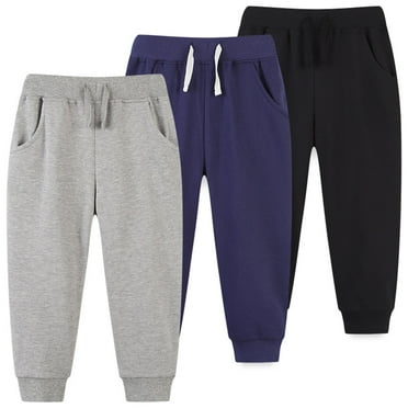Phenas 3 Pack Toddler Boys Sweatpants Cotton Joggers Pants with Pocket and Drawstring