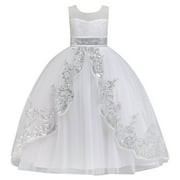 Phenas Big Girls Lace Princess Bridesmaid Dress Sequins Wedding Long Ball Gown Pageant Evening Dresses