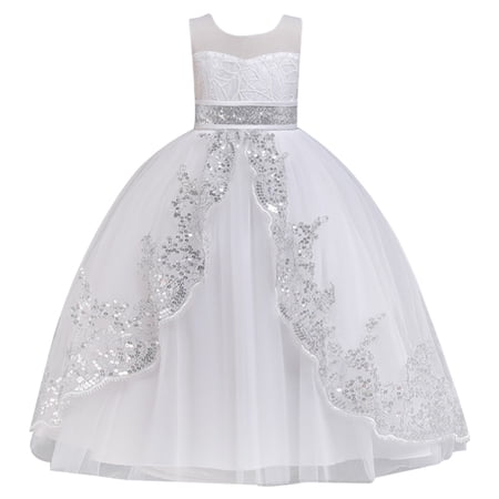 CHOYURME CHONYURM Big Girls Lace Princess Bridesmaid Dress Sequins Wedding Long Ball Gown Pageant Evening Dresses