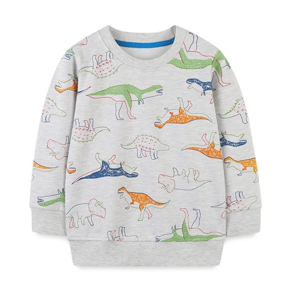 Phenas Boys Dinosaur T Shirts Fall Winter Cotton Long Sleeve Shirt Graphic Tops