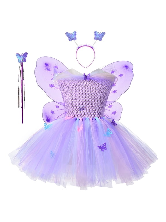 Fairy Halloween Princess Tutu Costume Dress for Girls Holiday Birthday Christmas Party Dress Up