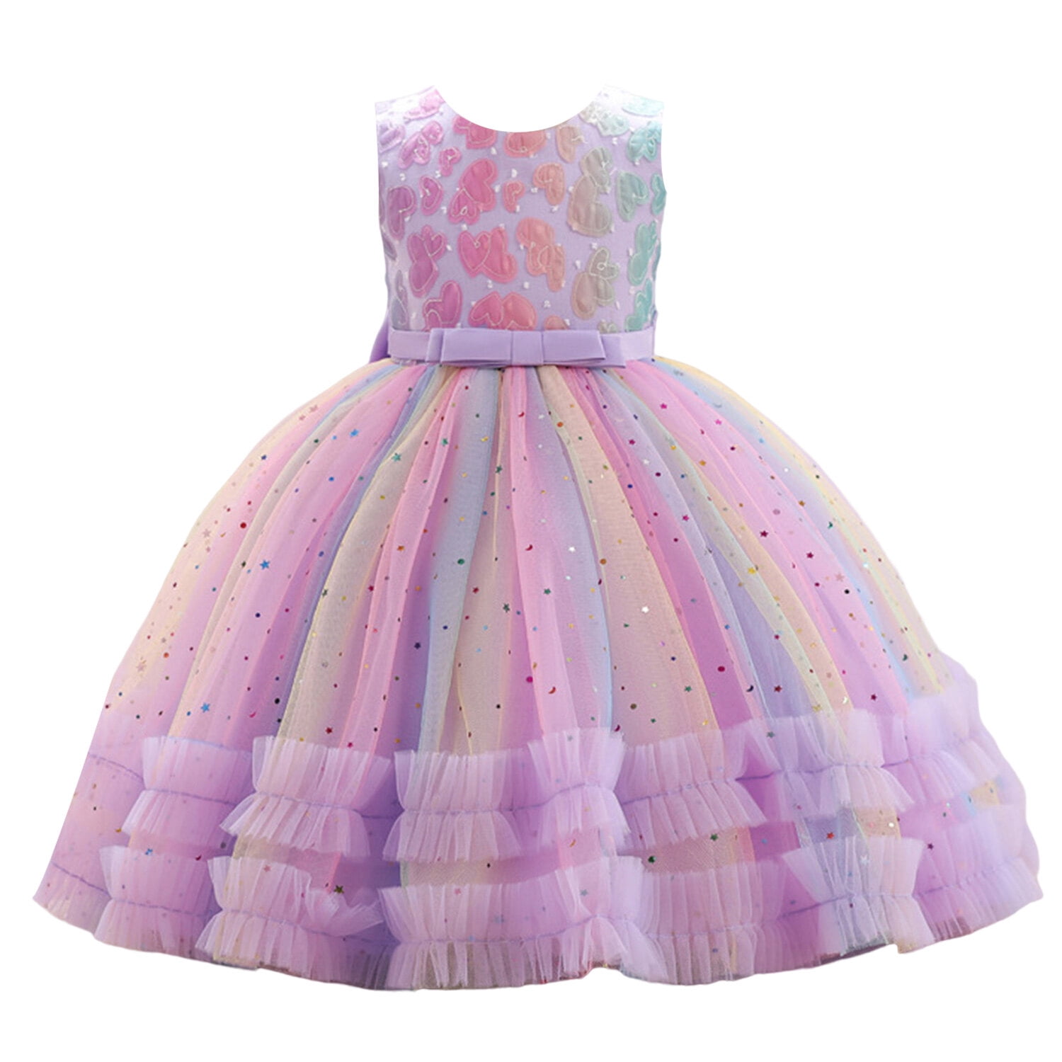 Phenas Flower Girl Dress Lace Mesh Party Wedding Dresses for Kids Girls