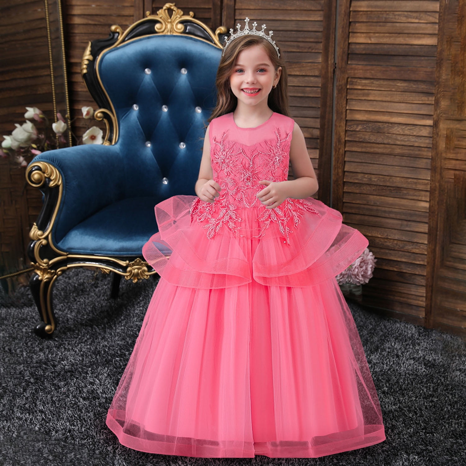 Buy A.R.K. DRESSES Girls Maxi Dress, Gown (ADG613_Pink, 3-4 Years) at  Amazon.in