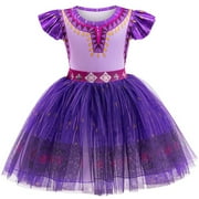 Phenas Girls Asha Costume Princess Dress Halloween Christmas Birthday Party Dress with Accessories