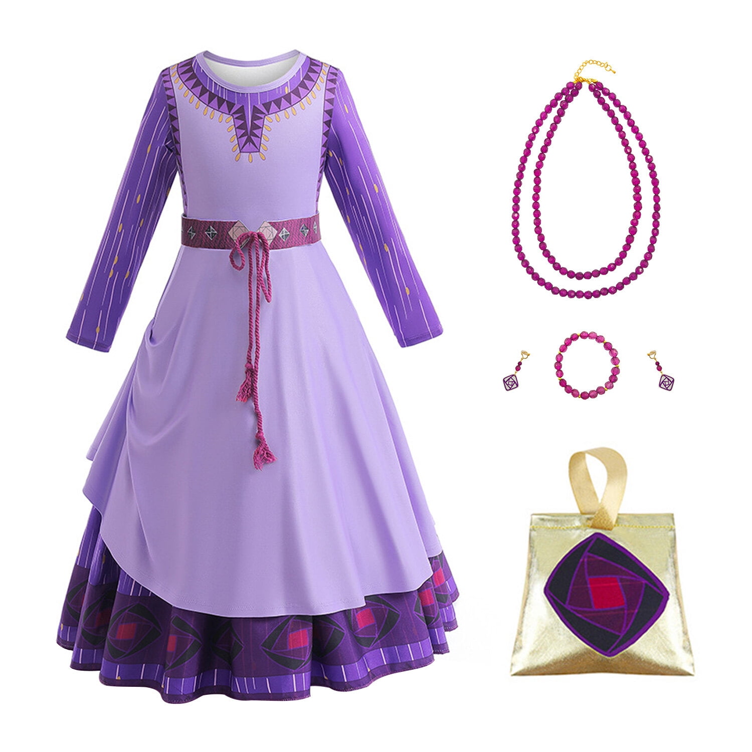 Dressy Daisy Girls Snow Queen Costume Dress - Long Sleeve Princess Gown With Train For Halloween, Birthday, Dress-Up 3 thumbnail image