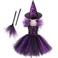 thumbnail image 1 of CHOYURME CHONYURM Girls Halloween Witch Costume with Witch Hat and Magic Brooms for 2-12 Years, 1 of 7