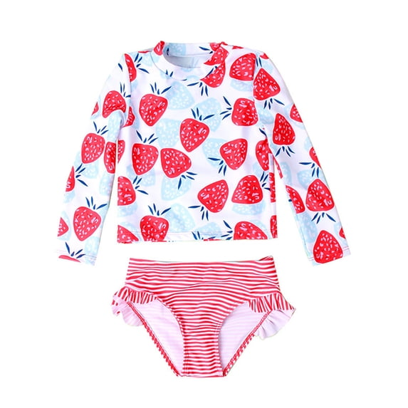 CHOYURME CHONYURM Girls Long Sleeve Rashguard Swimsuit Set Two Piece Bathing Suit with UPF 50+ Sun Protection 2-8T