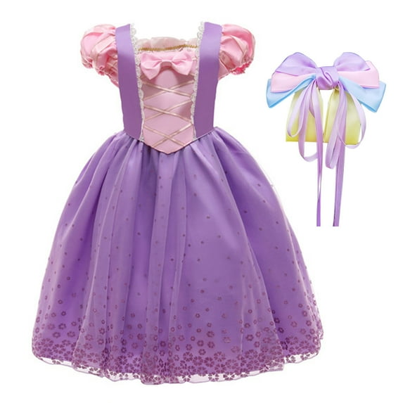 Phenas Girls Purple Princess Costume Birthday Party Dress with Accessories