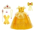 thumbnail image 1 of CHOYURME CHONYURM Girls Yellow Princess Costume Off Shoulder Dress with Accessories, 1 of 7