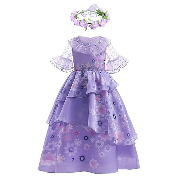 Phenas Kids Girls Isabella Dress Cosplay Costume Mirabel Madrigal Summer Princess Dress Up
