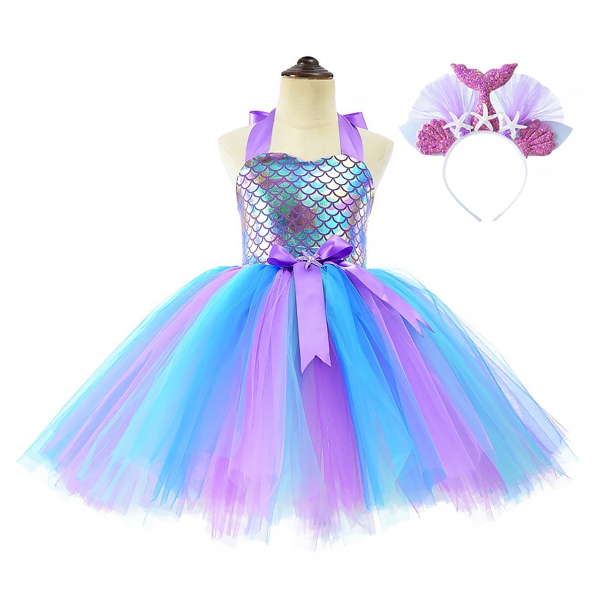 FAOWME Tutu Dreams Memaid Dress Outfits For Girls Birthday Party Dress Up Clothes Ifts Pink 5 6 Years