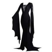 Phenas Morticia Addams Floor Dress Costume Adult Women Gothic Witch Vintage dress