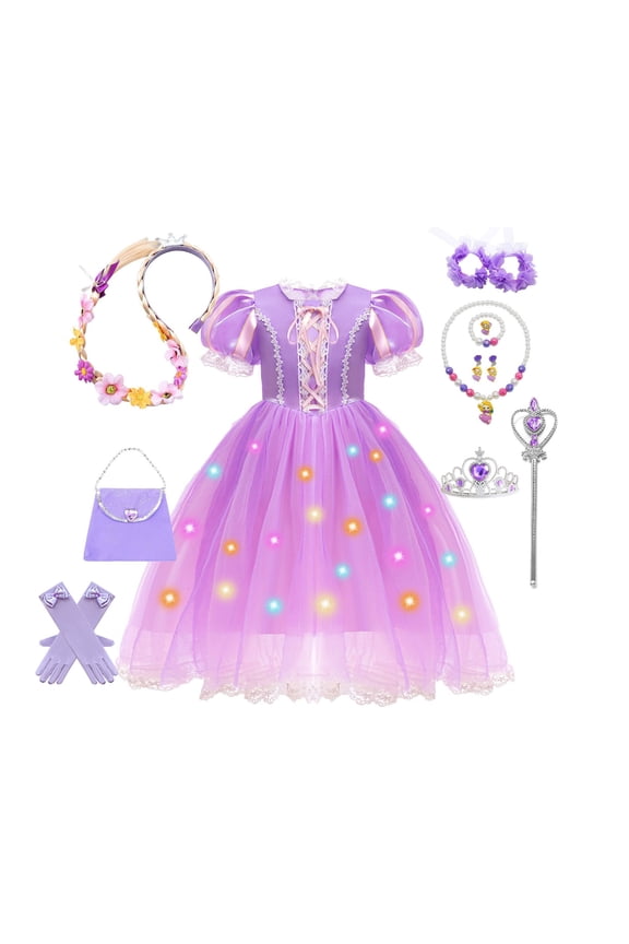 Purple Fairytale Princess Dresses for Girls - Light Up Princess Dress Up Costumes for Halloween,Christmas & Birthday Parties