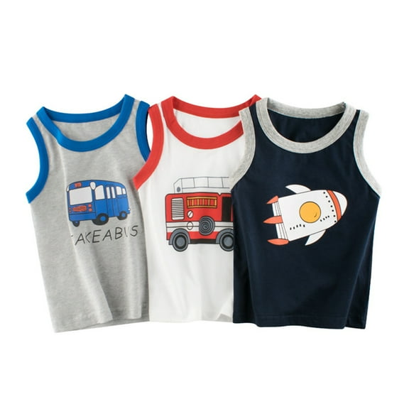 Phenas Toddler Boys Cotton Sleeveless Tank Tops,Pack of 3