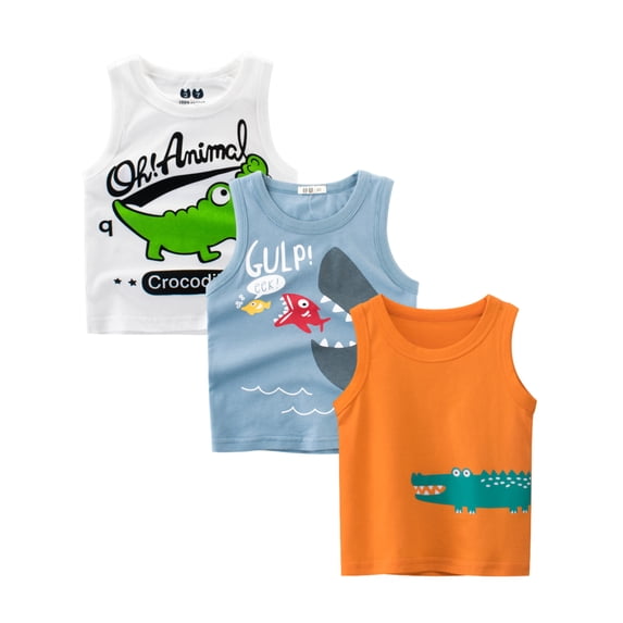 CHOYURME CHONYURM Toddler Boys Cotton Sleeveless Tank Tops,Pack of 3