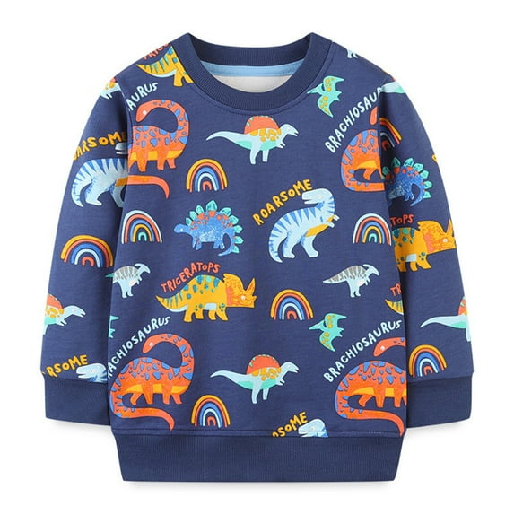 Phenas Toddler Boys Dinosaur Sweatshirt Fall Winter Cotton Long Sleeve Crewneck Pullover Tops