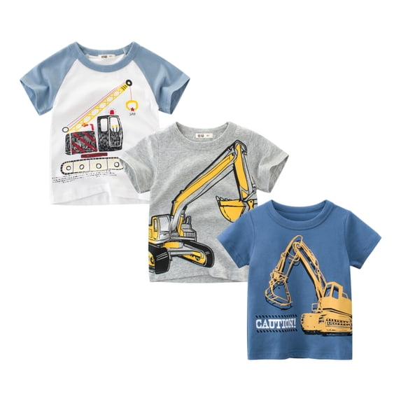 CHOYURME CHONYURM Toddler Boys Summer Cotton Short-Sleeve Graphic T-shirt,Pack of 3