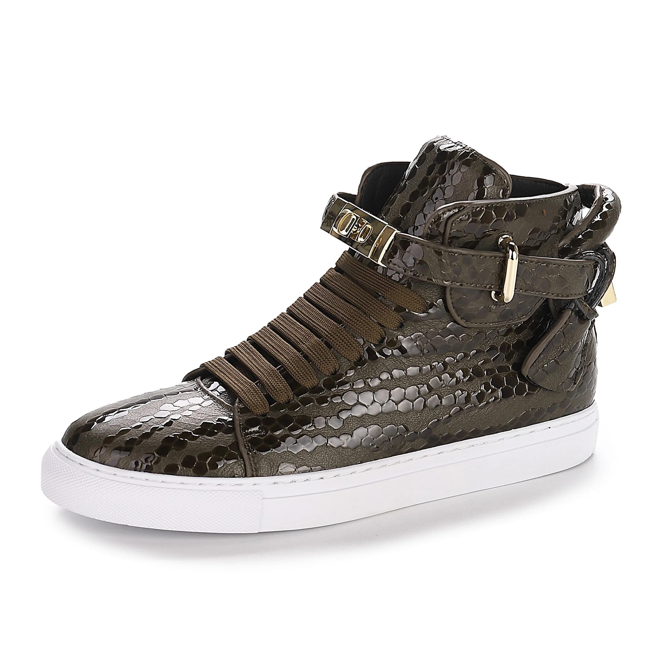 Phenkang Men's Genuine Leather Sneakers For Men White Chelsea Ankle ...