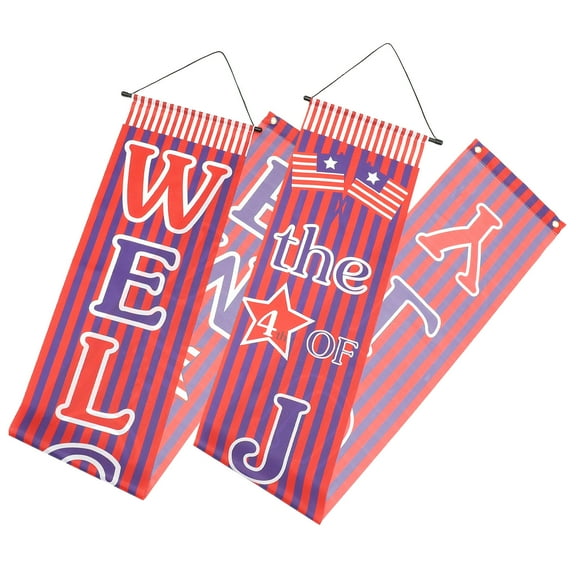 Phenofice 1 Pair Labor Day Door Decor Polyester Rectangular Hanging Banner 72X12Inches