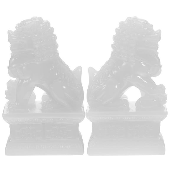 Phenofice 1 Pair Resin Lion Shape Decors White 6.5x4.5x10.5 Home and Office Decor