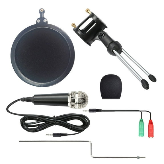 Phenofice 1 Set Condenser Microphone With Blowout Prevention For Vocal Recording Black