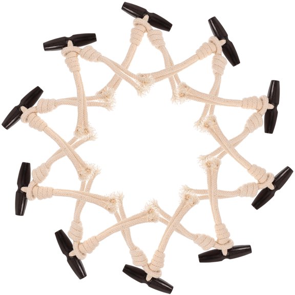 Phenofice 10 Pairs Beige Cotton Rope Toggle Buttons with Wood Clasps for Coats, Jackets, Sewing, Crafts, Clothing Repair