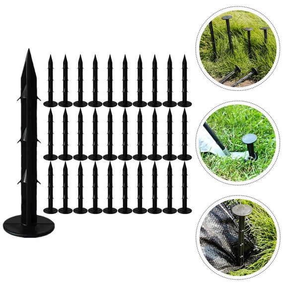 Phenofice 100Pcs Black Ground Stakes Spike Design for Landscaping Garden Outdoor Sheet and Turf Fixing