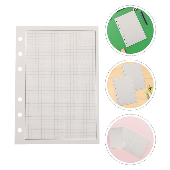 Phenofice 100Pcs Loose Leaf Grid Paper Refill for 6 Ring Binders Planner Filler with Ink Proof White Sheets