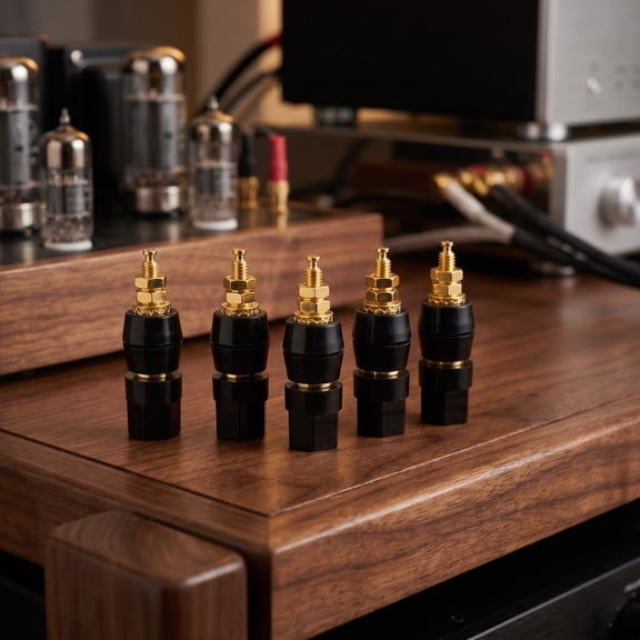 Phenofice 10Pcs Plated Gold Plated Banana Jack Binding Posts Black for Amplifier and Speaker Wire Terminals