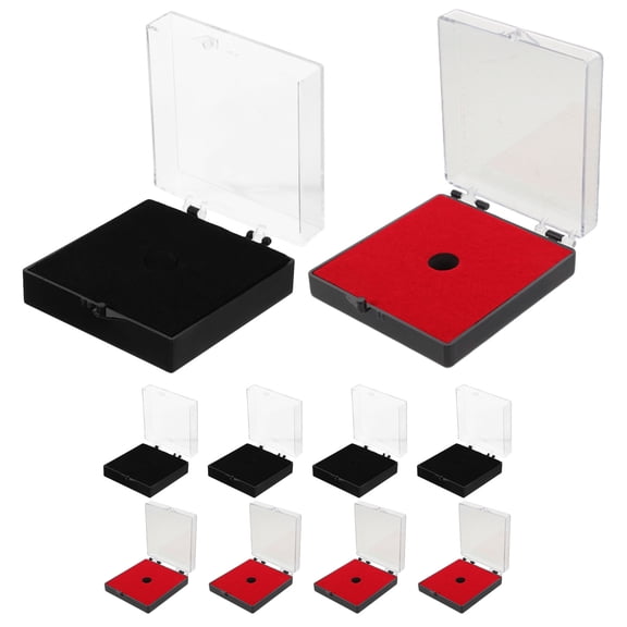 Phenofice 10Pcs Velvet Badge Display Boxes with Transparent Lids for Medal Presentation Medal Coin Protectors