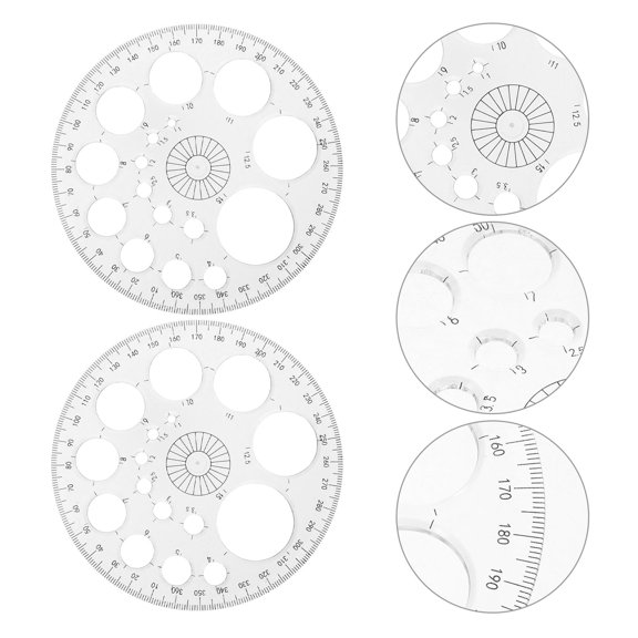 Phenofice 10pcs Geometric Circle Ruler for Drafting 360 Degree Plastic